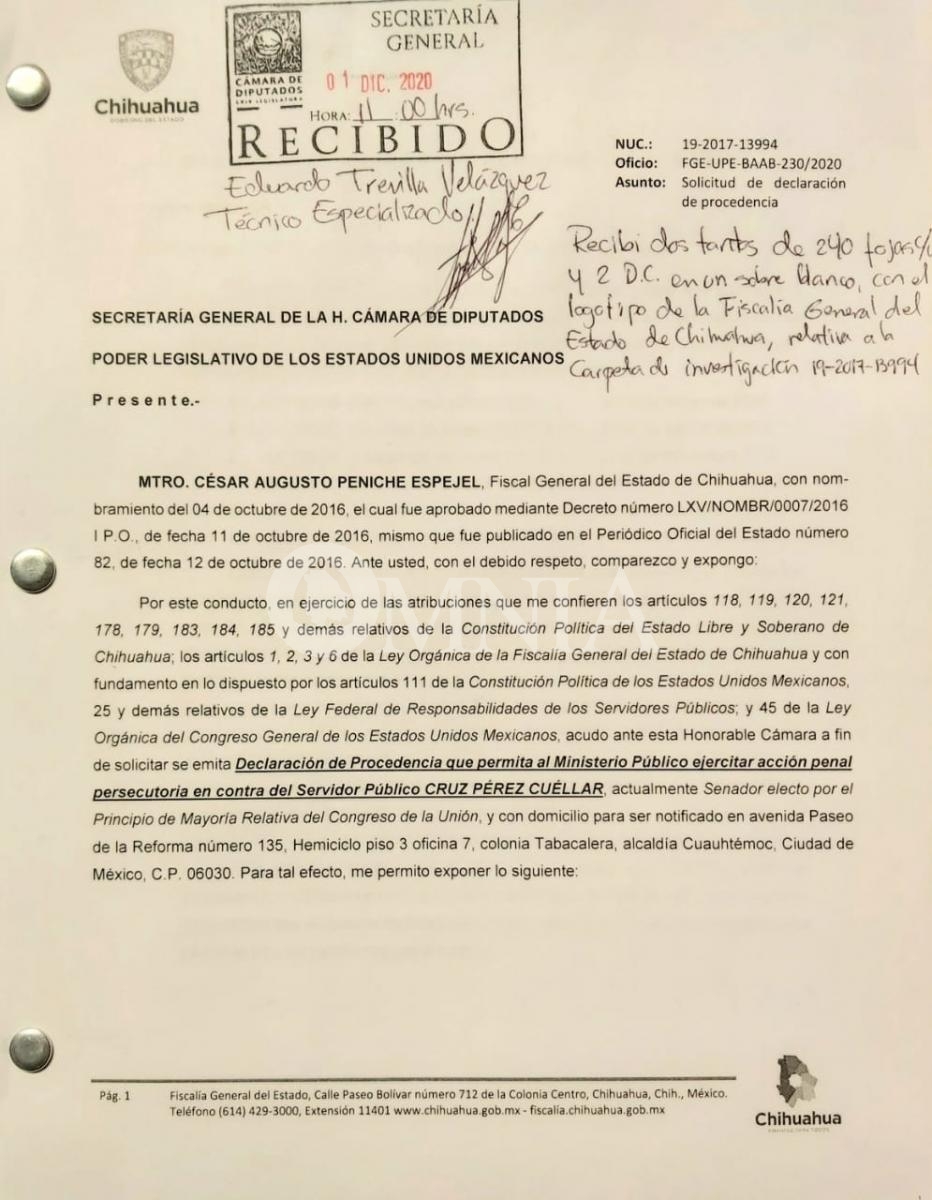 Emiten orden de aprehensión contra Cruz Pérez Cuéllar