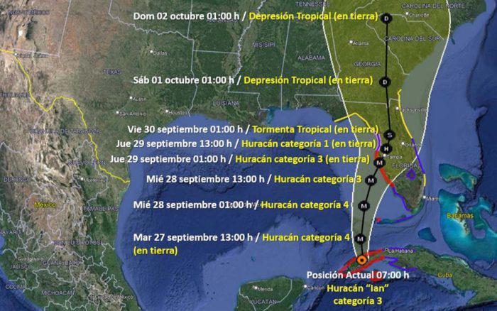 Huracán ‘Ian’ | Toca tierra en Cuba y causará fuertes lluvias en la Península de Yucatán; conoce su trayectoria y estados afectados