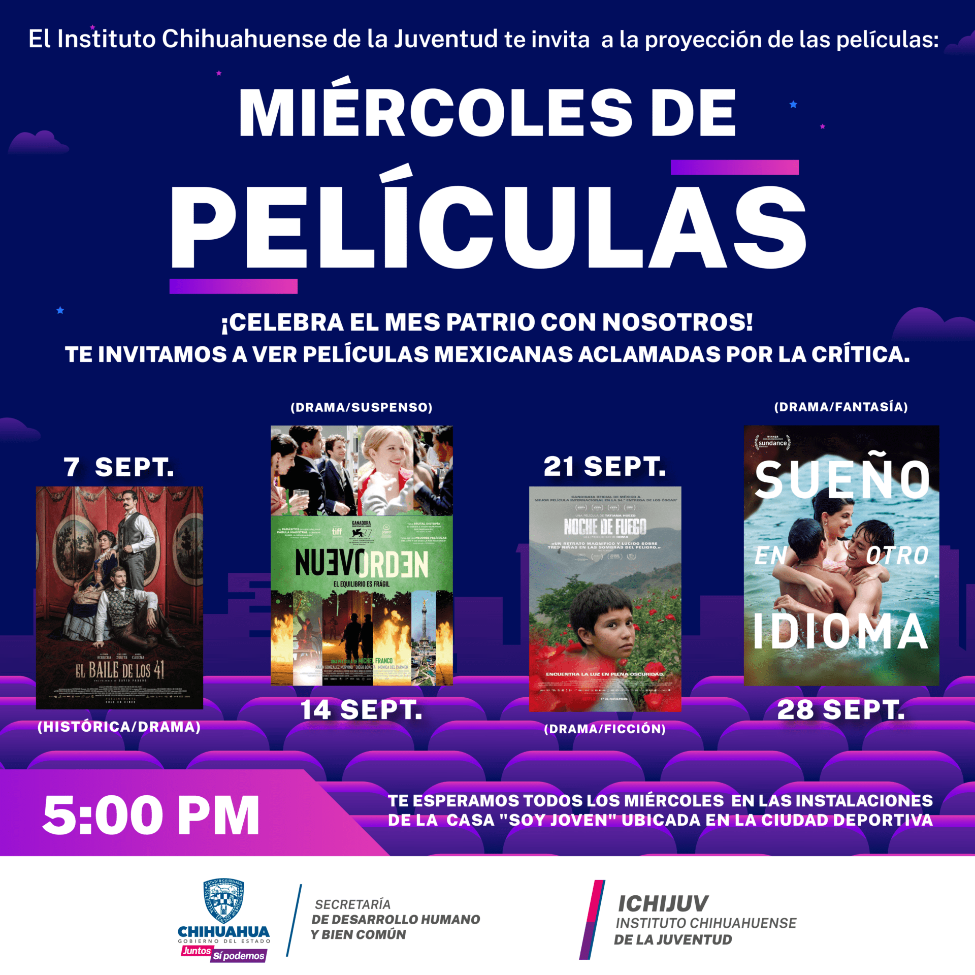 Celebra ICHIJUV mes patrio con funciones de cine mexicano