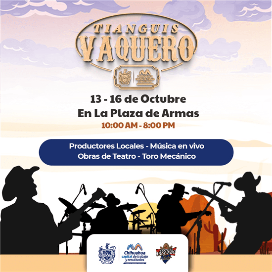 Invitan a Tianguis Vaquero del 13 al 16 de octubre en Plaza de Armas