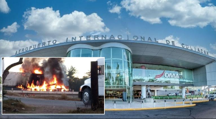 Suspenden operaciones en el Aeropuerto de Culiacán ante balaceras y bloqueos