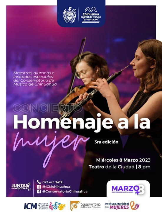 Invitan a tercer concierto “Homenaje a la Mujer” por parte del Conservatorio de Música de Chihuahua