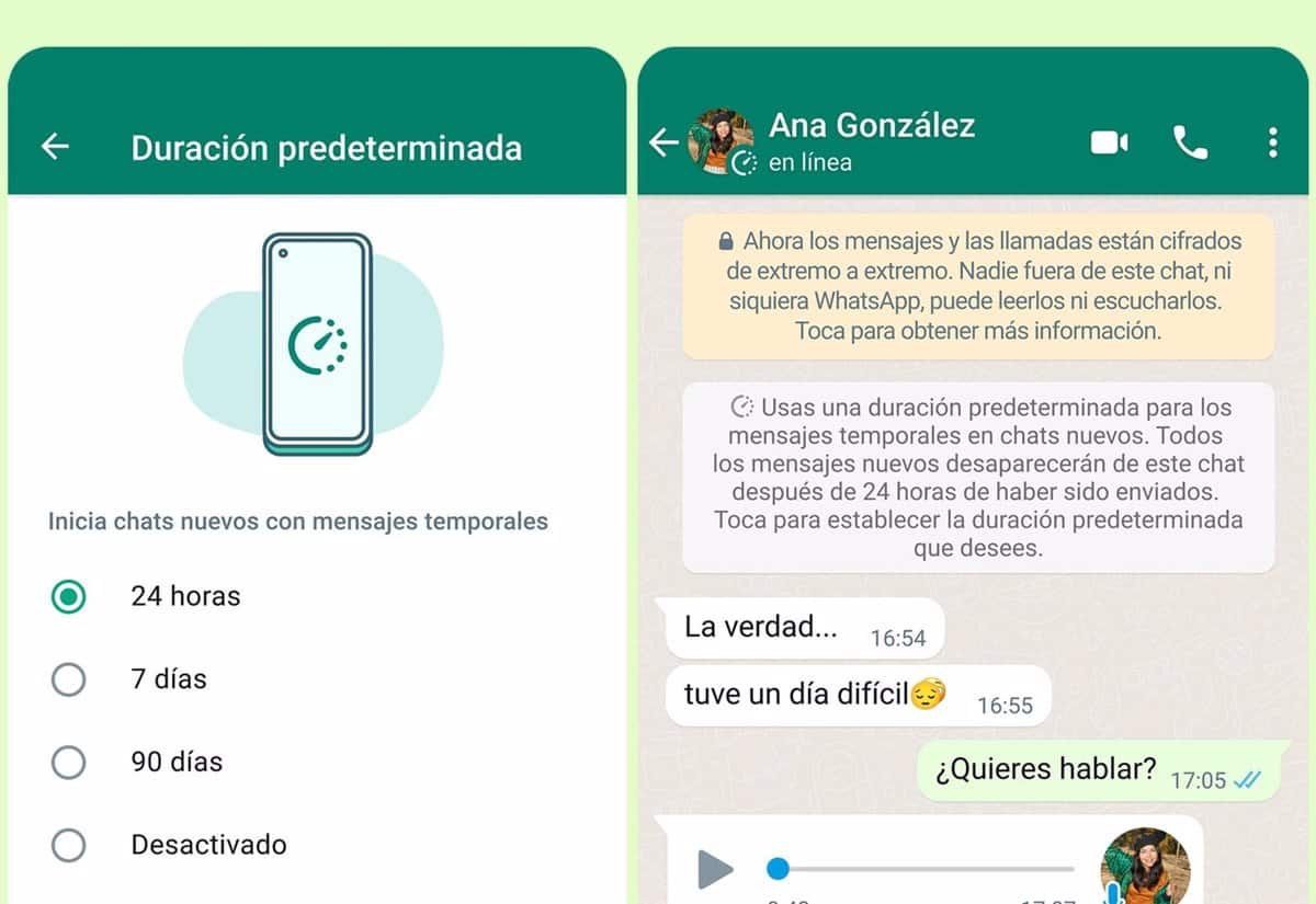 WhatsApp ya permite guardar los mensajes temporales
