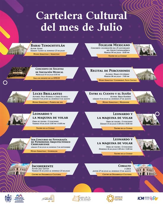 Conoce las actividades culturales para el mes de julio en Chihuahua Capital