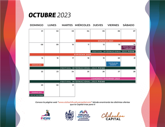 Invitan a diversos eventos durante el mes de octubre en Chihuahua Capital