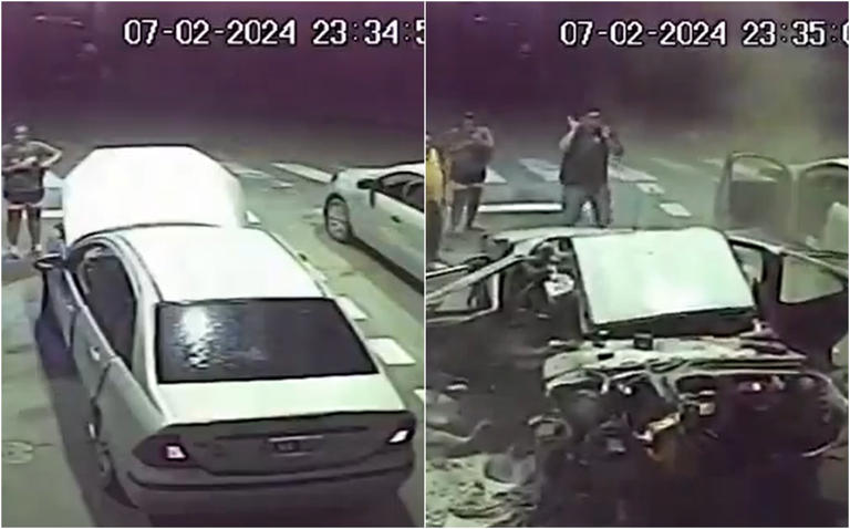 Auto de policía explota al cargar gasolina; deja en evidencia un cargamento de cocaína